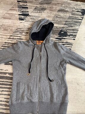 Tory Burch Heather Gray Hoodie with black  Hood Lining size small